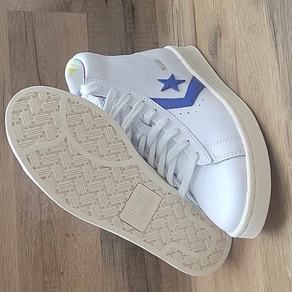 Converse Kids High-Top Sneakers - White with Blue Accents - Picture 3 of 14